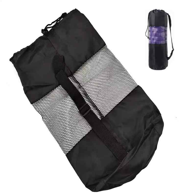 SSZYMAOYI ヨガマットケース ヨガマットバッグ ヨガマット収納バッグ ヨガ用品 25×50cm 黒 メッシュバッグ 簡易収納 多機能ストレージポケット 肩掛けヒモ 持ち運び便利 収納バッグ 学校 フィ