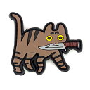 RESPEC ベルクロ パッチ PVC ワッペン ナイフをくわえた猫ちゃんシリーズ キャット 腕章 紋章 マジックテープ アップリケ(3)