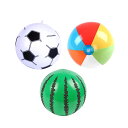 ビーチボール 3個セット 子供 プール ボール Beach Balls PVC素材 直径25cm スイカ・サッカー・カラフルデザイン 耐久性 簡単膨張 子供向け レジャー向け ビーチバレー プール遊び