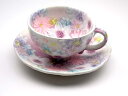 工房ゆずりは 色彩花 コーヒー碗皿 コーヒーカップ 手造り 手描き 瀬戸焼 陶器 母の日 敬老の日 プレゼント 海外へのお土産 ラッピング 無料