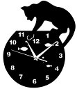 matakoko315 時計 壁掛け 掛け時計 黒猫 猫 シルバー おしゃれ 見やすい かけ時計 静音 インテリア 黒白 白黒 ブラック ホワイト リビング かっこいい アナログ 円型
