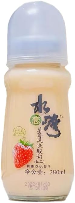 水恋湾 飲むヨーグルト イチゴ味 280ml のむヨーグルト いちご 苺 乳酸菌飲料 ジュース ドリング 哺乳瓶型 映え 話題 人気