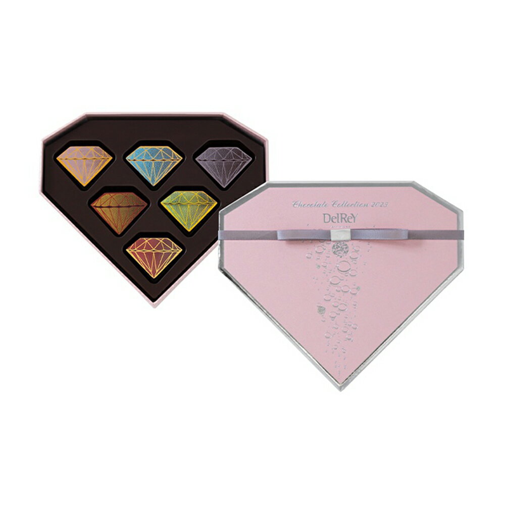 DelReY デルレイ ダイヤモンドBOX ピンク 6個入×1箱 手提げ袋付き チョコ チョコレート お菓子 ギフト かわいい 可愛い おしゃれ 2023 バレンタイン バレンタインデー