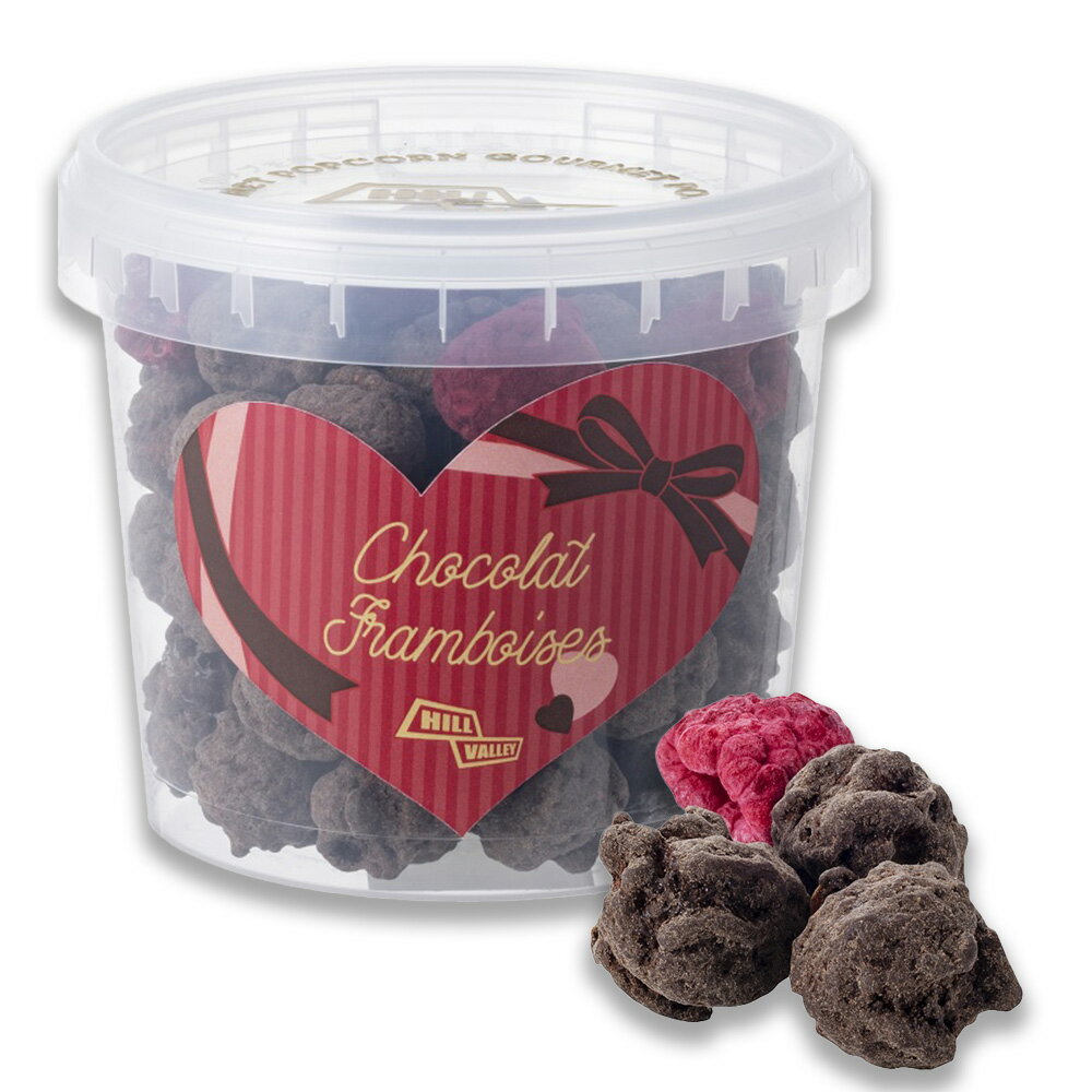 ヒルバレー ショコラフランボワーズ クリアバーレル 99g入×1個 手提げ袋付き HillValley ポップコーン フランボワーズ チョコ チョコレート お菓子 ギフト かわいい 可愛い おしゃれ 2023 バレンタイン バレンタインデーのサムネイル