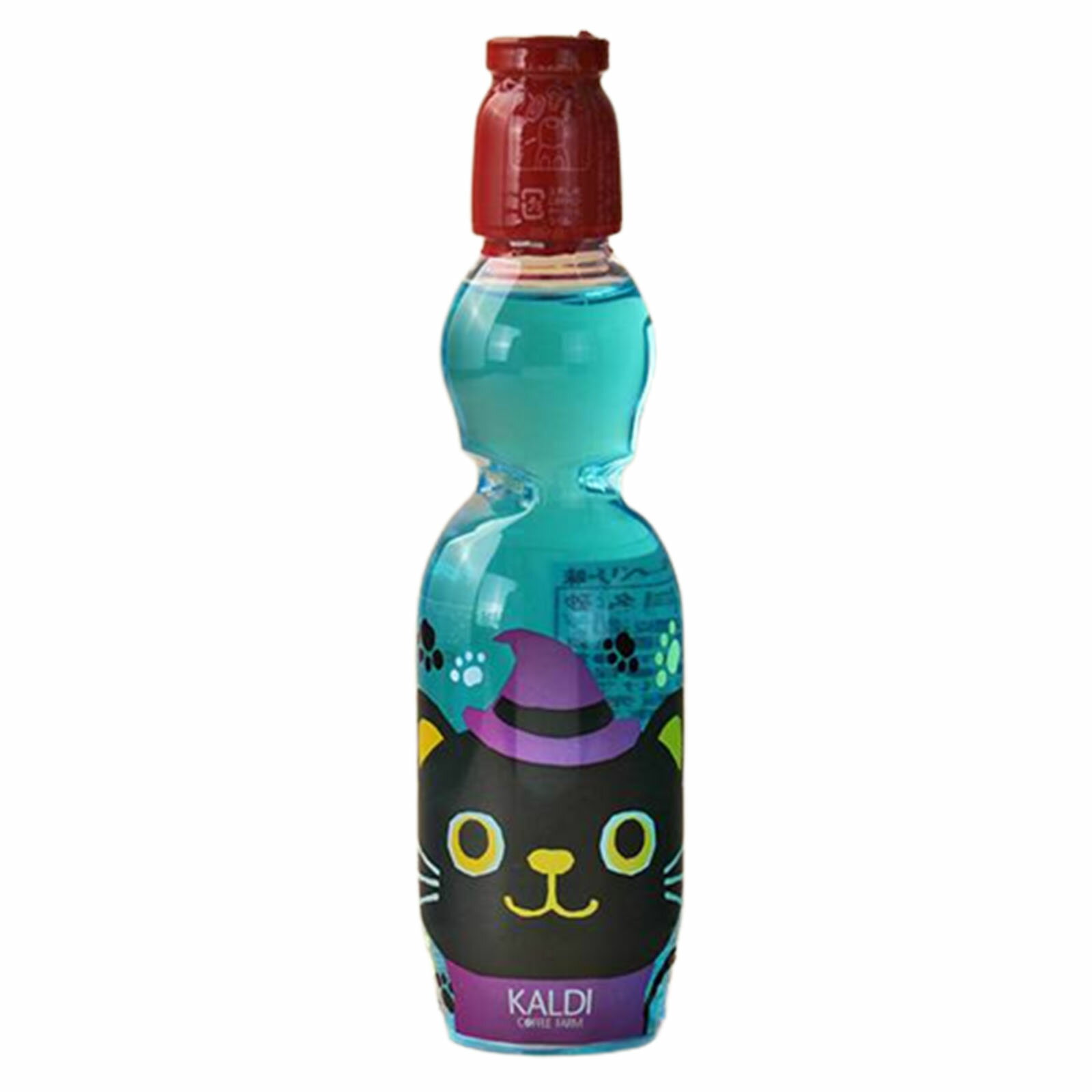 カルディ ハロウィンくろねこラムネ ブルーベリー味 250ml×1本 KALDI ラムネ 炭酸飲料 ジュース くろねこ柄 ハロウィン ハロウィーンのサムネイル