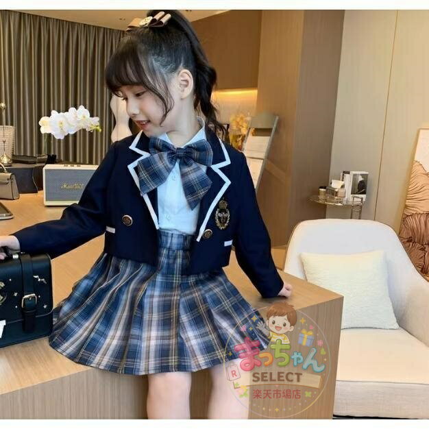 乐天商城 - 入学式 スーツ 女の子 小学生 卒業式 フォーマルセット 卒服 韓国 ジャケットゾンチーチェック柄 スカートスーツ 子供 七五三 子供服 シ