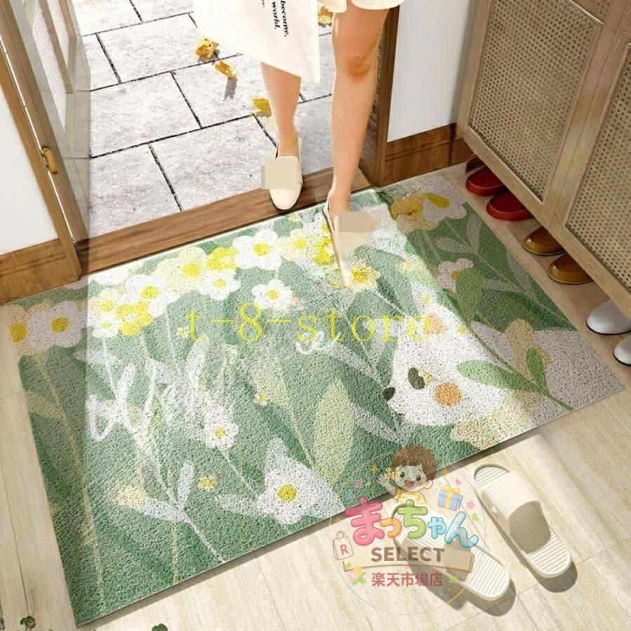 乐天商城 - 泥落としマット 玄関マット屋内 ドアマット 花柄 おしゃれ ウェルカムマットゾンチー室内 洗える 吸水 速乾 大判 薄型 耐磨耗性 丈夫 防