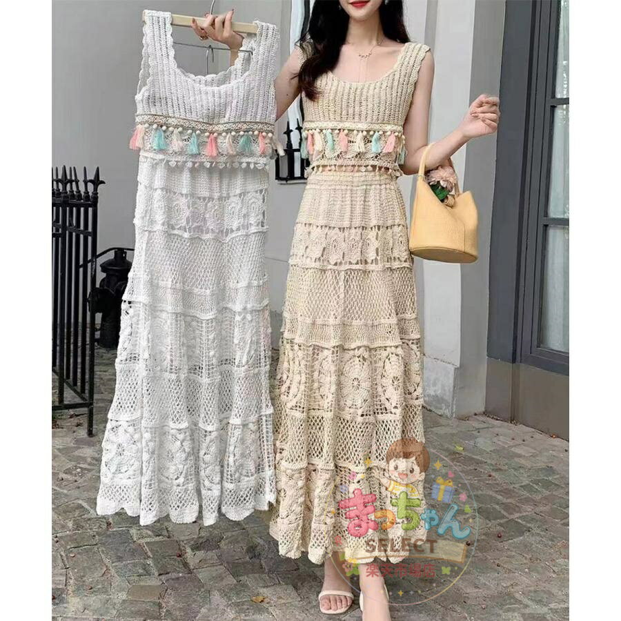 乐天商城 - クロシェ編みセットアップ ボヘミアン夏服【限り】売り尽くしセール