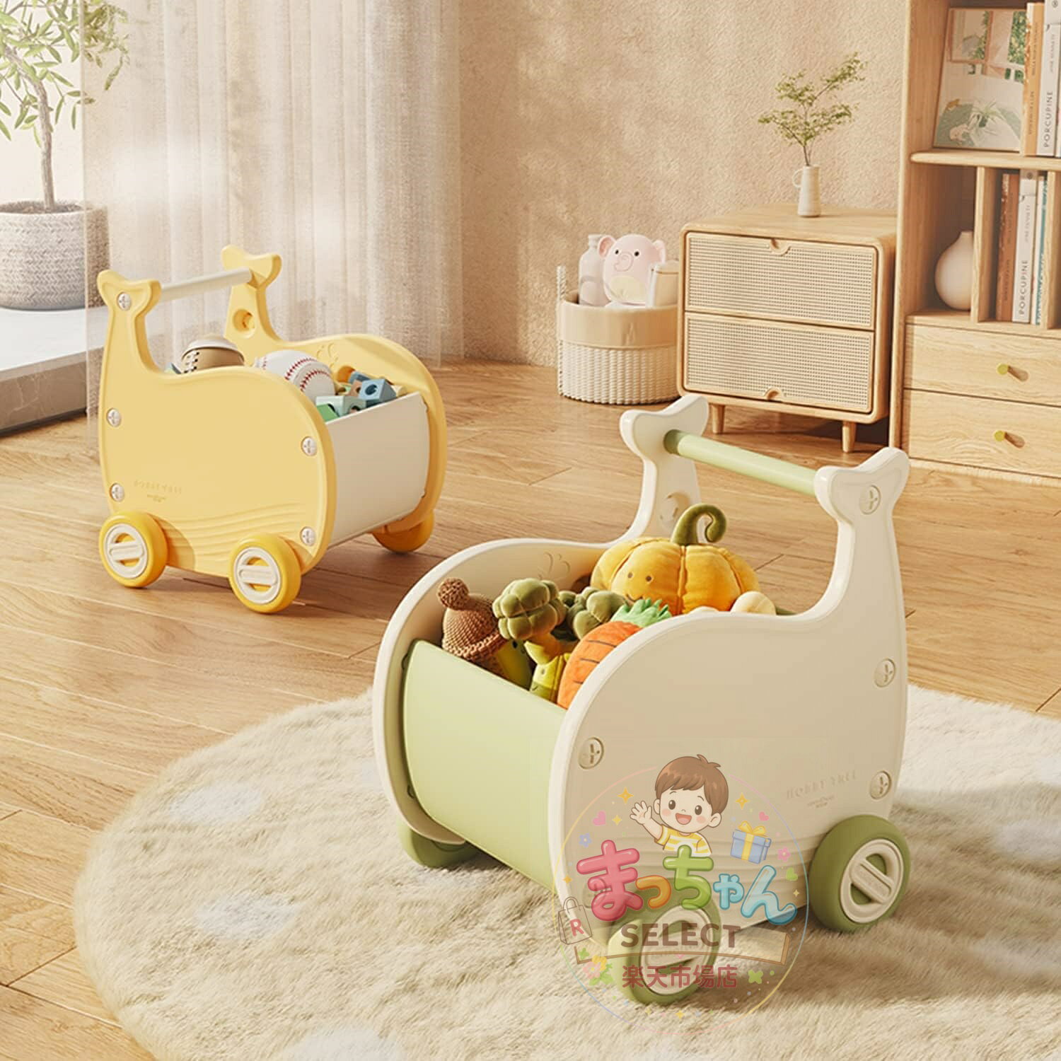 モチワゴン おもちゃ 収納箱 ボックス 手押し車 赤ちゃん キッズワゴン ベビーウォ...