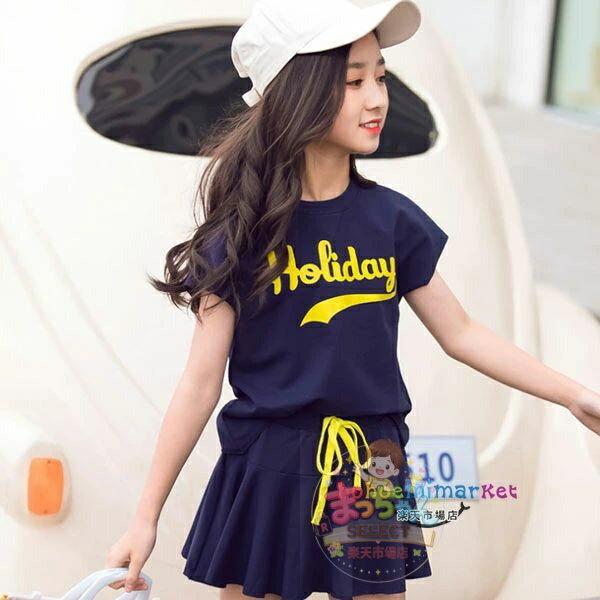 乐天商城 - 韓国子供服 女の子 セットアップ Tシャツ ショートパンツ スカート 2点セット 体操服 チアガール 夏服 キッズ 姫系 上下セット オシャ プリント 運動会 遠足 活動 通園 通学 海外旅行 ネイビー ピンク ホワイト 110 120 130 140 150 S M L