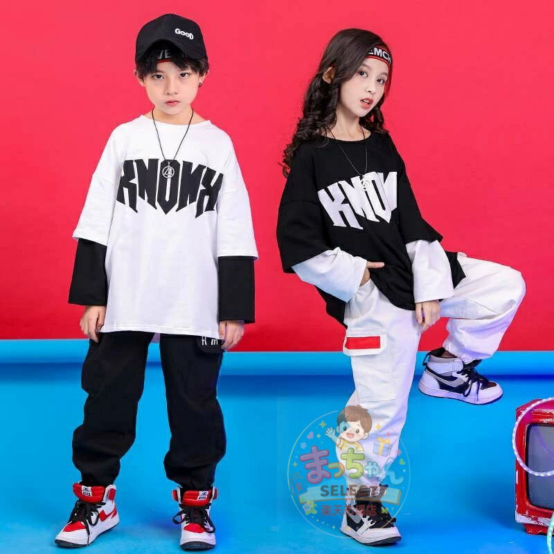 乐天商城 - 韓国 ダンス 黒tシャツ ジュニア キッズダンス衣装 オシャレ 女の子 セットアップ へそ出し トップス ヒップホップ サルエルパンツ ダンス衣装 男の子 キッズ キッズダンス ダンス 子供服 男の子 ヒップホップ
