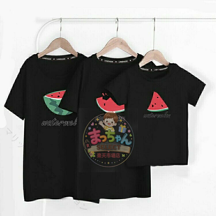 スイカ 親子コーデ Tシャツ 父娘 リンクコーデ 男女兼用 お揃い プレゼント 夏 家族 大きいサイズ ペアルック ロンパース 親子セ