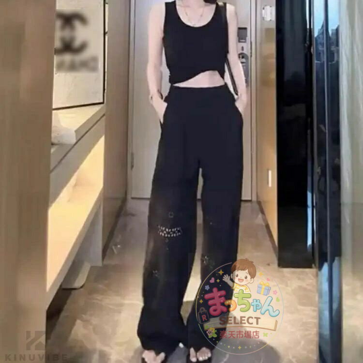 乐天商城 - ワイドパンツ レース 綿 春 パンツ ワイド コットン レディース レースパンツ スカラップパンツ ワイドパンツ 夏 ロング丈 ボトムス イ