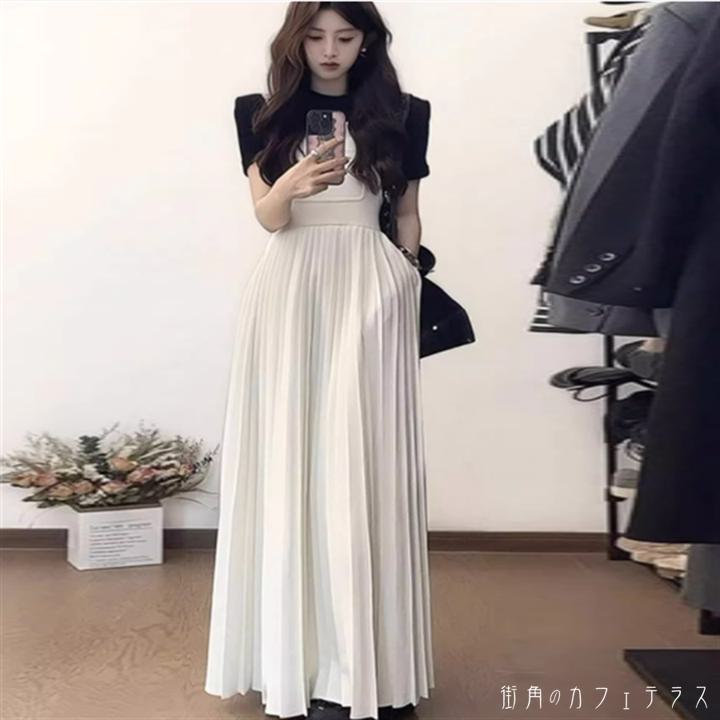 ワンピース マキシワンピ ジャンパースカート ロング マキシ Aライン フレア プリーツ エレガント 可愛い 大人可愛い きれいめ シンプル カジュアル シック コンサバ 華やか 大人 上品 おしゃれ お洒落 主役級 こなれ感 高見え ラフ 無地 春 20代 30代 40代 レディース 女性