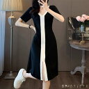 ドレス ロングドレス ワンピース パーティドレス ロング ひざ丈 袖あり 半袖 Vネック Aライン フレア 薄手生地 エレガント 可愛い 大人可愛い きれいめ シンプル カジュアル シック コンサバ 華やか 大人 上品 おしゃれ お洒落 主役級 こなれ感 高見え 高級感 ラフ 無地 夏(4)