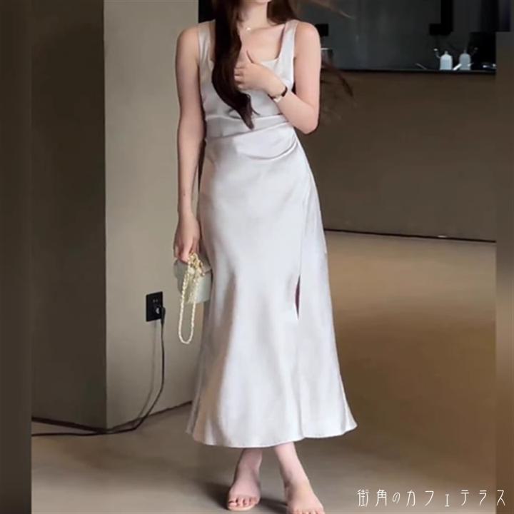 樂天商城 - ドレス ロングドレス パーティドレス ロング マキシ Uネック ラウンドネック Aライン フレア 薄手生地 エレガント 可愛い 大人可愛い きれいめ シンプル カジュアル コンサバ 華やか 大人 上品 おしゃれ お洒落 主役級 こなれ感 高見え 高級感 ラフ 無地 夏 20代 30代 40代