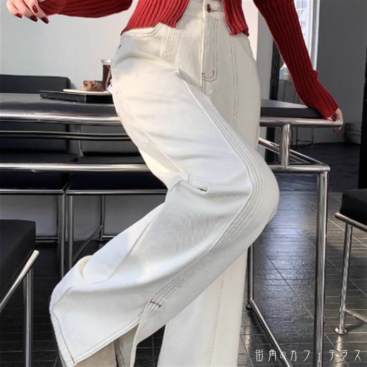 Other - パンツ ボトム ロング マキシ ポケット ハイウエスト ステッチ デニム かわいい 大人可愛い 大人女子 綺麗 シンプル カジュアル 大人 上品 おしゃれ お洒落 こなれ感 ラフ コンサバ 着痩せ レディライク 無地 春 20代 30代 40代 レディース 女性 授業参観 デート お出かけ