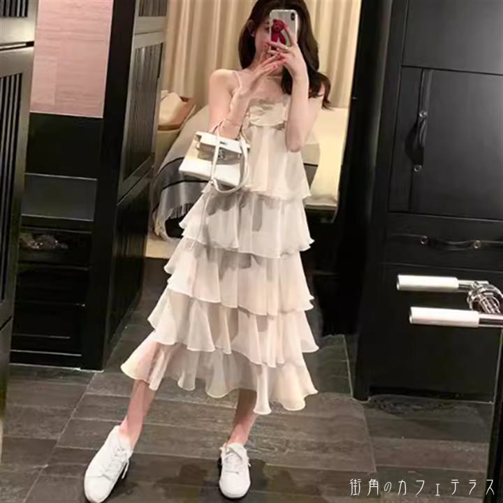 ワンピース パーティドレス ティアード ロング ロングドレス マキシ ノースリーブ Aライン フレア 薄手生地 エレガント 可愛い 大人可愛い きれいめ シンプル カジュアル シック コンサバ 華やか 大人 上品 おしゃれ お洒落 主役級 こなれ感 高見え 高級感 フェミニン ラフのサムネイル