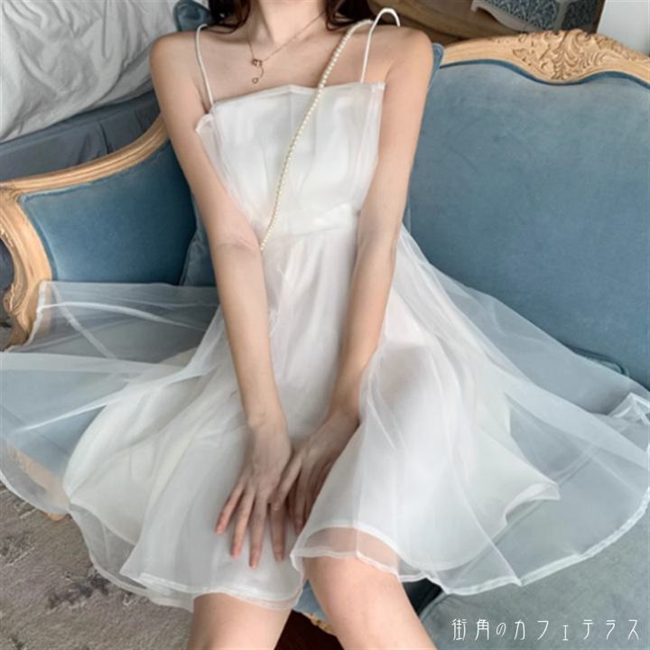 ドレス ミニドレス 2色 パーティドレス カラードレス キャミソール ミニ ノースリーブ Aライン フレア ..