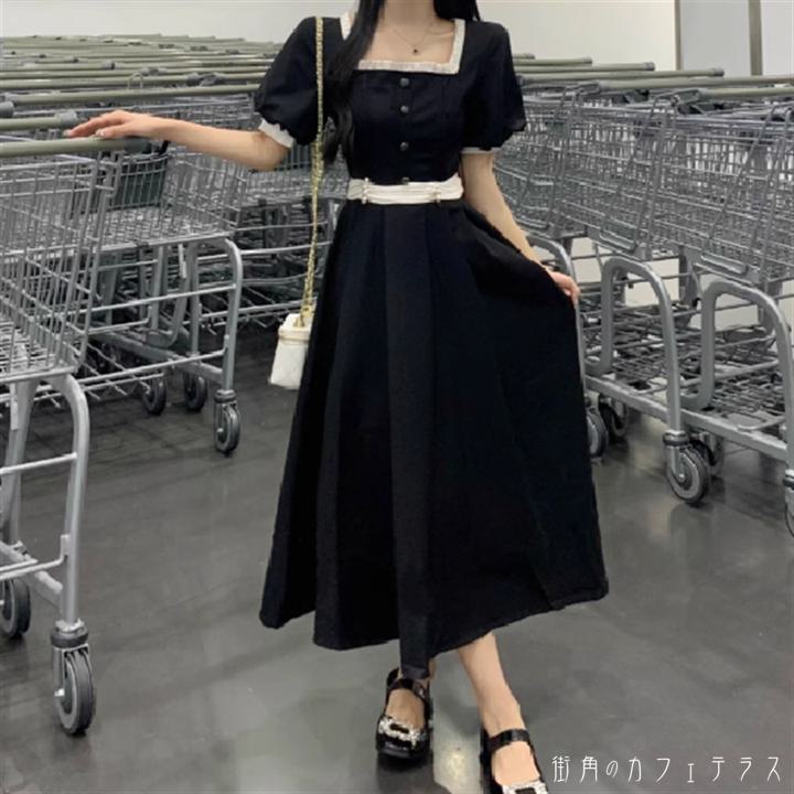 樂天商城 - ワンピース ロングワンピ ロング マキシ 袖あり 半袖 Uネック ラウンドネック Aライン フレア リボン バイカラー 薄手生地 エレガント 可愛い 大人可愛い きれいめ シンプル カジュアル シック コンサバ 華やか 大人 上品 おしゃれ お洒落 主役級 こなれ感 高見え フェミニン