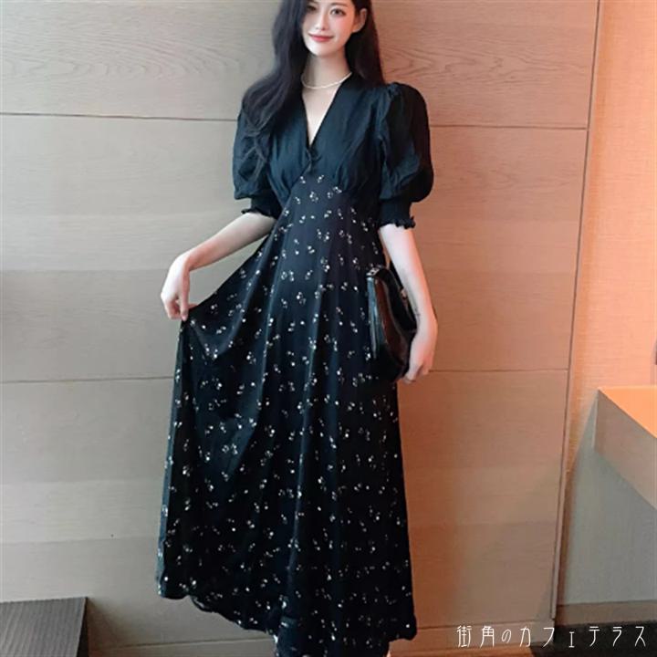 ドレス夏 ロングドレス 衣装 ロング マキシ 袖あり 半袖 Vネック Aライン フレア ドッキング 薄手生地 エレガント 可愛い 大人可愛い きれいめ シンプル カジュアル シック コンサバ 華やか 大人 上品 おしゃれ お洒落 主役級 こなれ感 高見え 高級感 フェミニン 花柄 20代
