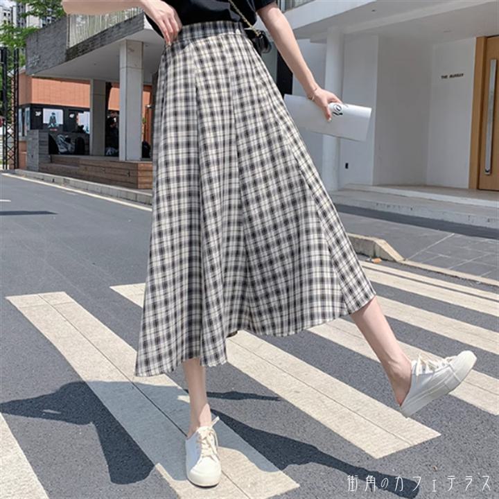 樂天商城 - スカート ロングスカート ロング ミモレ フレア Aライン シンプル ハイウエスト 薄手 かわいい 大人可愛い きれいめ カジュアル 大人 上品 おしゃれ お洒落 こなれ感 コンサバ系 ラフ 抜け感 レディライク ガーリー グレンチェック 夏 誕生日会 20代 30代 40代 レディース