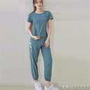 トレーニングウェア 3色 Tシャツ パンツ 上下セット ユニホーム ロング マキシ 半袖 Uネック Aライン フレア プルオーバー ポケット 薄手生地 ウエスト...