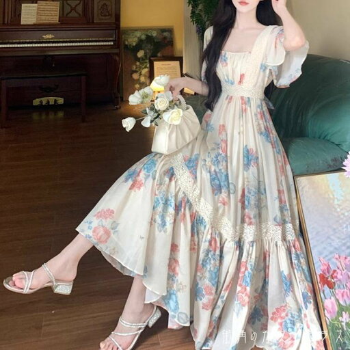 レディース ドレス パーティードレス ワンピース ロング丈 マキシ丈 Aライン ふんわり袖 ティアードスタイル キュート 大人かわいい スクエアネック ボタニカル フラワー プリント 半袖 アイボリー 結婚式 2次会 お呼ばれ パーティー お食事会 ディナー ランチ お出かけ レディース ドレス パーティードレス ワンピース ロング丈 マキシ丈 Aライン ふんわり袖 ティアードスタイル キュート 大人かわいい スクエアネック ボタニカル フラワー プリント 半袖 アイボリー 結婚式 2次会 お呼ばれ パーティー お食事会 ディナー ランチ お出かけ