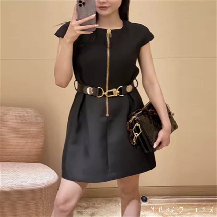 ドレスデート ミニドレス ワンピース 衣装 パーティドレス ミニ 半袖 Uネック Aライン フレア ベルト ..