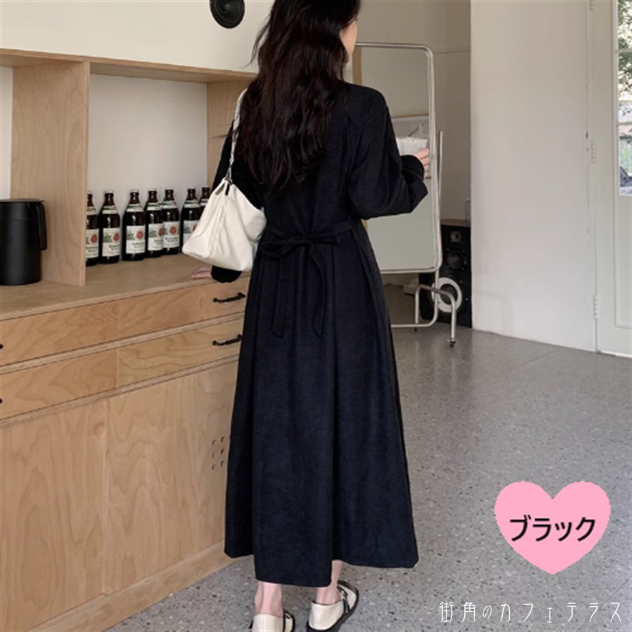 ワンピース ロングワンピ 2色 ロング マキシ 大きい ゆったり ゆる オーバーサイズ プラスサイズ 長袖 Vネック Aライン フレア ボタン エレガント 可愛い 大人可愛い きれいめ シンプル カジュアル シック コンサバ 華やか 大人 上品 おしゃれ お洒落 主役級 こなれ感 高見え 3