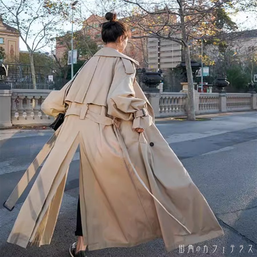 アウター 3色 ロングコート トレンチコート ロング マキシ丈 長袖 Vネック チョークネック フレア Aライン ベルト スリット 薄手生地 かわいい 大人可愛い 綺麗 シンプル カジュアル 大人 上品 おしゃれ お洒落 大人女子 こなれ感 コンサバ 定番アイテム 体型カバー 無地 春