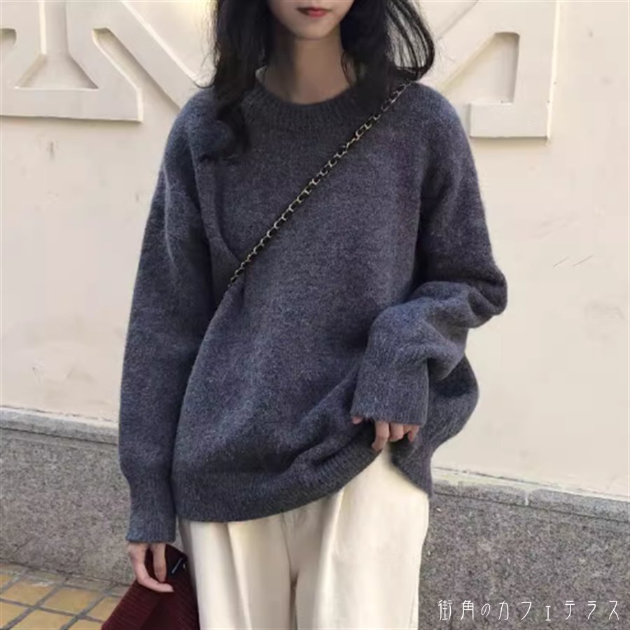 樂天商城 - セーター トップス 5色 ロング丈 ゆったり ゆる カラバリ 長袖 萌え袖 Uネック Aライン フレア プルオーバー かわいい 大人可愛い 大人女子 こなれ感 シンプル カジュアル 大人 おしゃれ お洒落 ラフ コンサバ ガーリー ヘルシー 無地 秋 冬 20代 30代 40代 女性用