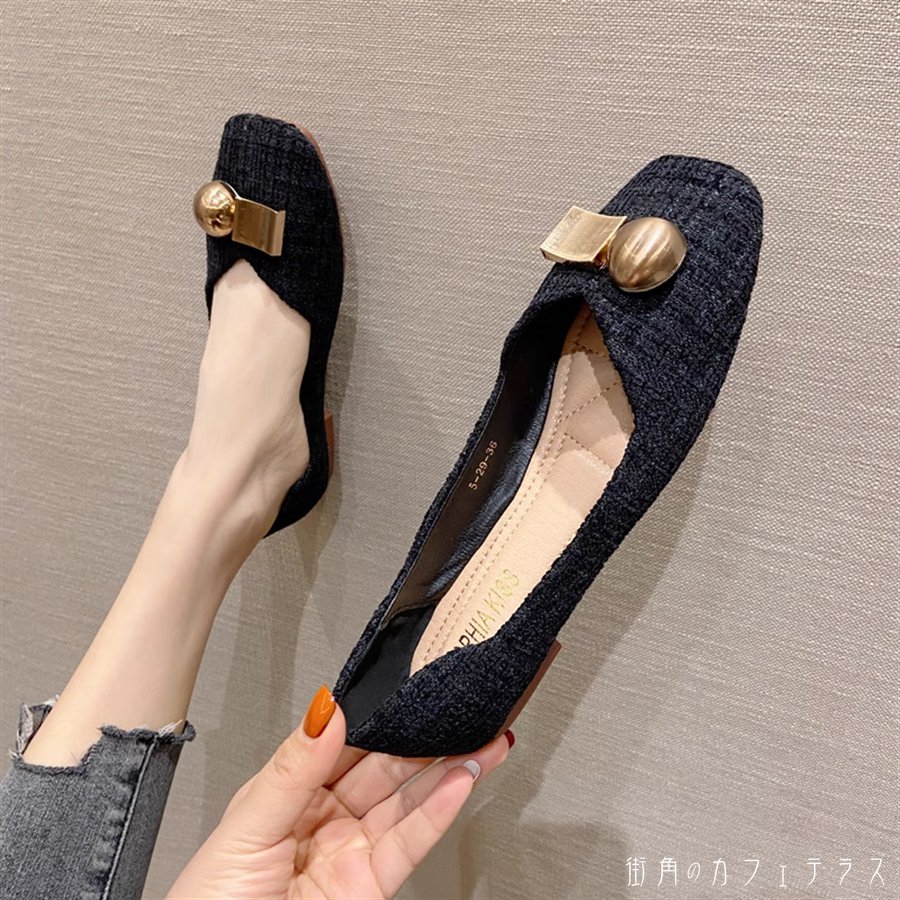 パンプス2色靴シューズローヒールラ...