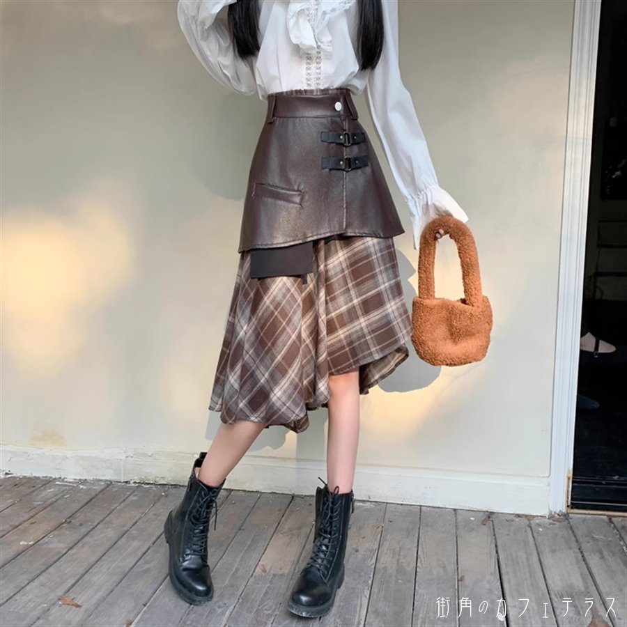 ロングスカート 2色 2点セット アシンメトリー ミモレ ひざ丈 フレア Aライン PUレザー ハイウエスト かわいい 大人可愛い きれいめ カジュアル 大人 ...
