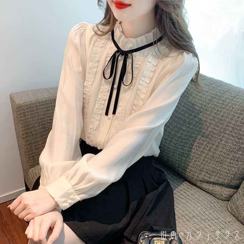 レディーストップスブラウスリボンキ...