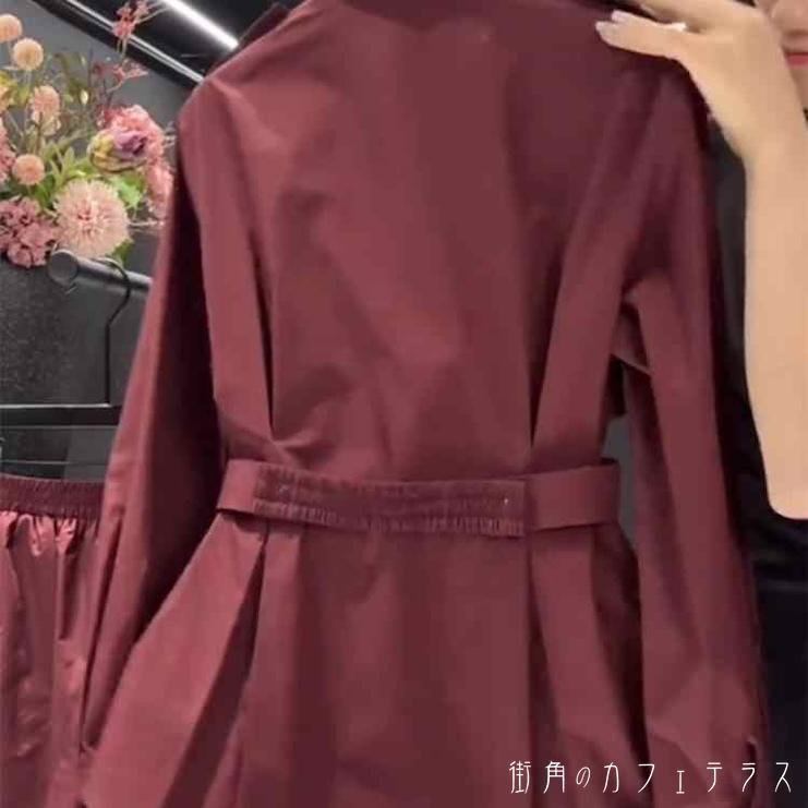 レディース アウター 羽織り コート ミドル丈 防寒 こなれ感 トレンチ Aライン シンプル カジュアル きれいめ 大人かわいい ヘビロテ 長袖 レッド 赤 20代 30代 40代 通勤 通学 オフィス お出掛け 女子会 お呼ばれ 秋冬