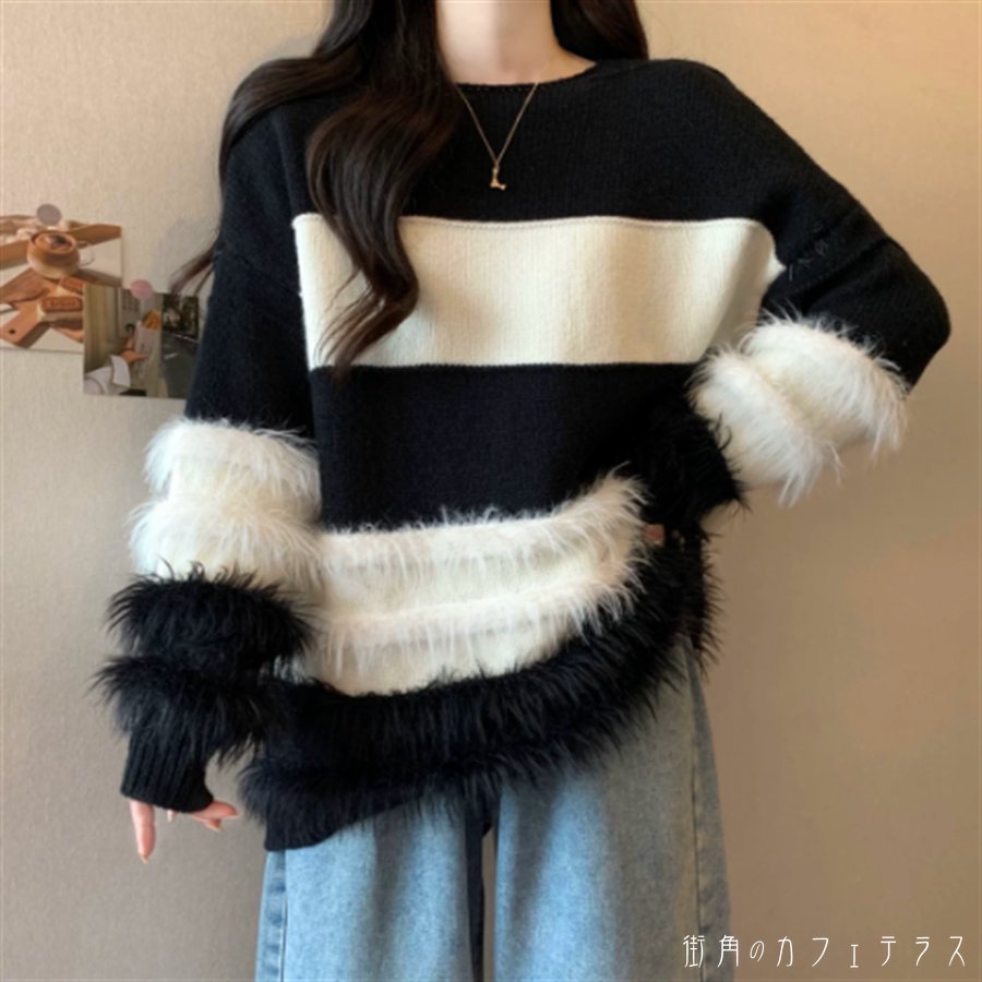 セーター 2色 ロング丈 チュニック 大きい ゆる プラスサイズ ぽっちゃり 長袖 Uネック Aライン フレア..