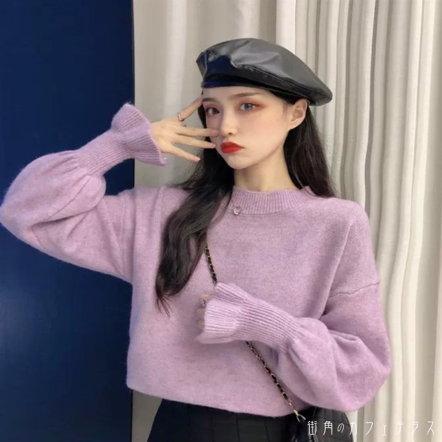 Turtleneck - セーター 3色 ゆったり ゆる 長袖 萌え袖 ハイネック Aライン フレア プルオーバー フリル 厚手生地 伸縮性 無地 かわいい 大人可愛い 大人女子 こなれ感 シンプル カジュアル 大人 上品 おしゃれ お洒落 ラフ フェミニン ガーリー デート お出かけ お茶会 女子会 休日