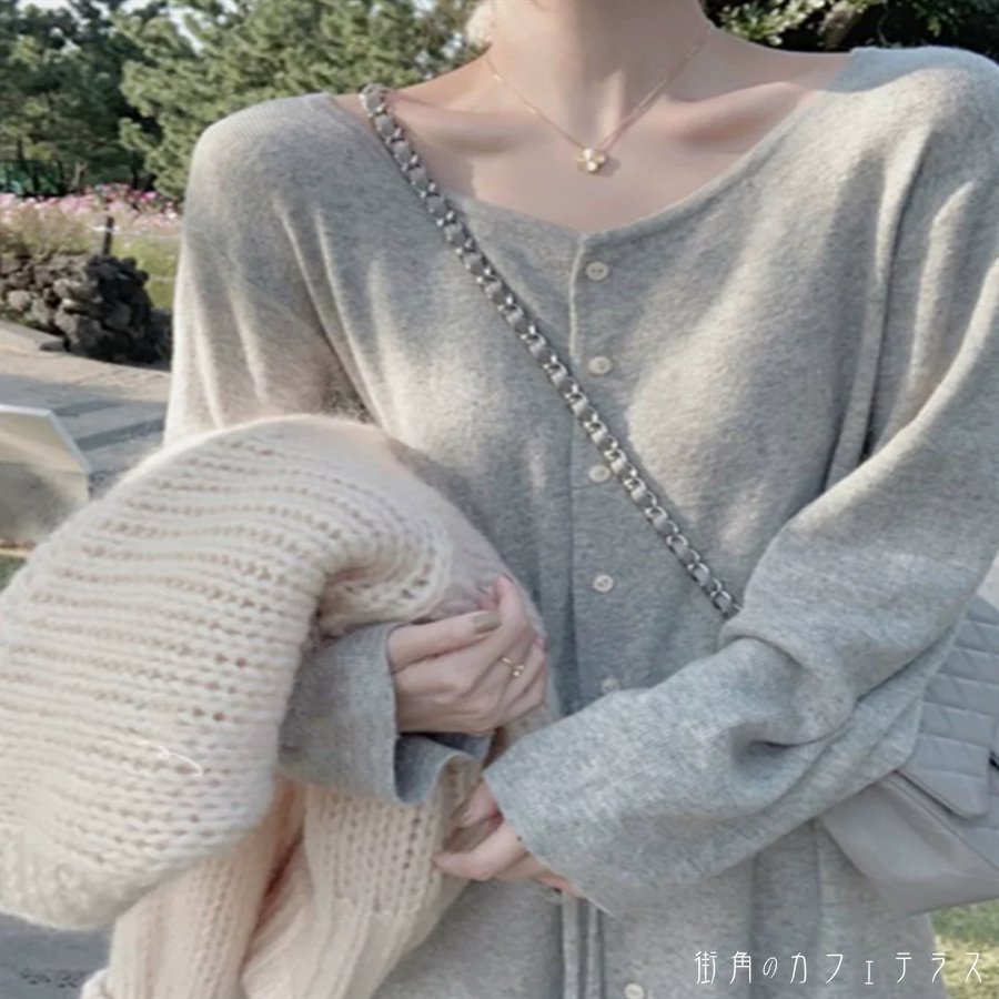 樂天商城 - ロングワンピ 3色 ニットワンピース ゆる 長袖 Uネック ラウンドネック Aライン フレア ボタン 薄手生地 可愛い 大人可愛い シンプル カジュアル おしゃれ お洒落 無地 冬 レディース 女性用 30代 40代 デート お出かけ 女子会 お呼ばれ 休日 着回し 普段使い ファッション