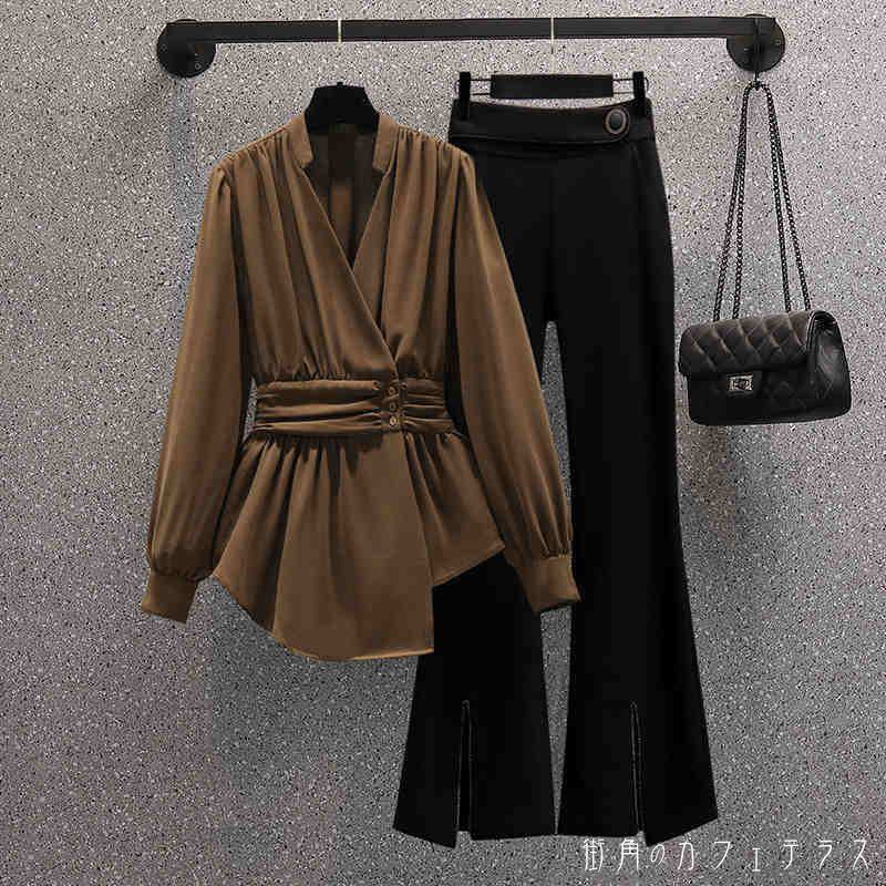 レディース トップス ブラウス カシュクール風 ロング丈 ドレープ アシンメトリー ...