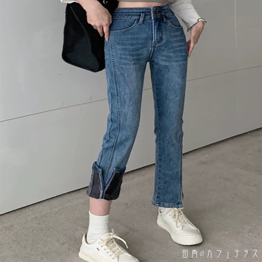 樂天商城 - デニムパンツ ボトム ロング ポケット 裏起毛 防寒 ふわふわ もこもこ かわいい 大人可愛い 大人女子 綺麗 シンプル カジュアル 大人 上品 おしゃれ お洒落 こなれ感 ラフ コンサバ 着痩せ 無地 冬 10代 20代 30代 40代 レディース 女性用 ママ デート お出かけ 女子会
