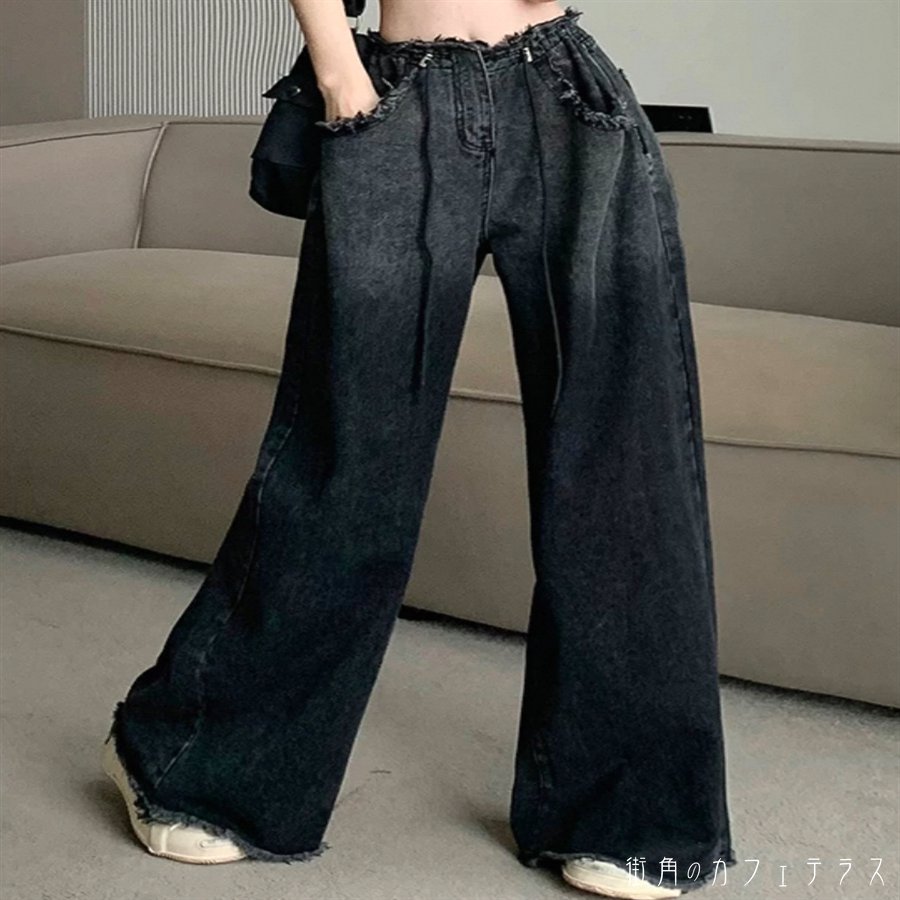 デニムパンツ フレア Aライン ボトム ロング ポケット フリンジ デニム 薄手生地 かわいい 大人可愛い 大人女子 綺麗 シンプル カジュアル 大人 上品 おしゃれ お洒落 こなれ感 ラフ コンサバ 着痩せ レディライク ヘルシー 無地 春 夏 30代 40代 レディース 女性用 デート
