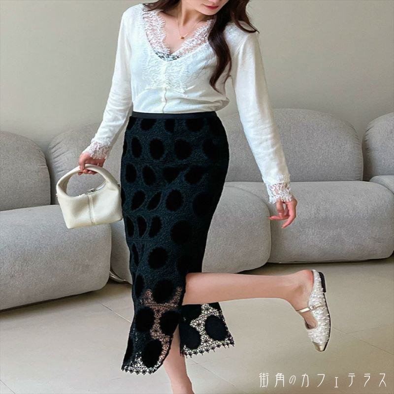 ロングスカート 2色 ペンシルスカート ミモレ ストレート Iライン ファスナー ハイウエスト スリット 薄手 透け感 シースルー レース かわいい 大人可愛い きれいめ カジュアル 大人 上品 おしゃれ お洒落 こなれ感 コンサバ系 ラフ 抜け感 モード系 エレガント レディライク ガーリー 花柄 春 秋 30代 40代 レディース 女性用 ママ服 デート お出かけ お呼ばれ 休日 アウトドア お茶会 女子会 授業参観 誕生日会 二次会 パーティー 着回し 普段使い 定番 着痩せ 垢抜けLINE友だち登録はコチラから &gt&gt花柄レースのペンシルスカートですコーデの幅が広いため、日々の着回しにお勧めです【カラー】ブラック、ブラウン【サイズ】S　M　L　XL　2XLサイズ：（cm） S：ウェスト62 /ヒップ88 /着丈84 M：ウェスト66 /ヒップ92 /着丈85 L：ウェスト70 /ヒップ96 /着丈86 XL：ウェスト74 /ヒップ100 /着丈872XL：ウェスト78 /ヒップ104 /着丈88【商品について】・お手持ちのパソコン・スマホの画面により商品のお色に若干の差がございます。・サイズは買付け先の生産表記ですが測り方により1-3cmほど誤差がある場合がございます。・ノーブランド商品はタグや洗濯表示がないものもあります。【納期について】・2週間-3週間【返品について】・サイズ交換、お色交換などの返品、交換は行っておりませんのでサイズは十分にお確かめの上、ご購入をお願いいたします。・海外製品は日本のものに比べて縫製が粗い場合がございます。糸の始末が悪い、ファスナーが上がりにくい、ボタンのつけ方が甘いということは海外基準では返品対象となりませんのでご理解お願いいたします。【商品コード】 SK-3285
