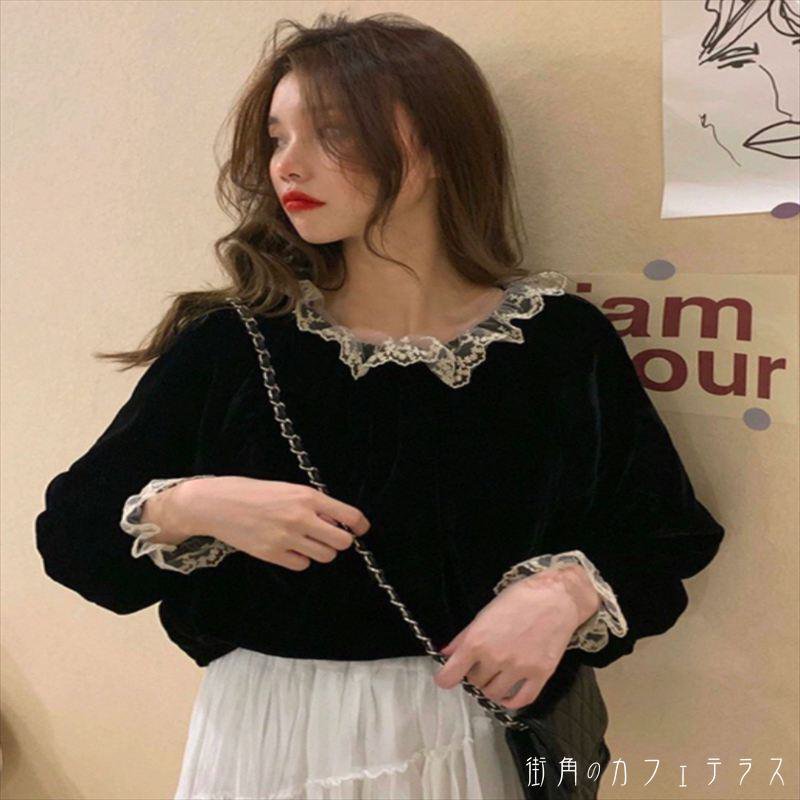 ブラウストップスデコラティブ長袖A...