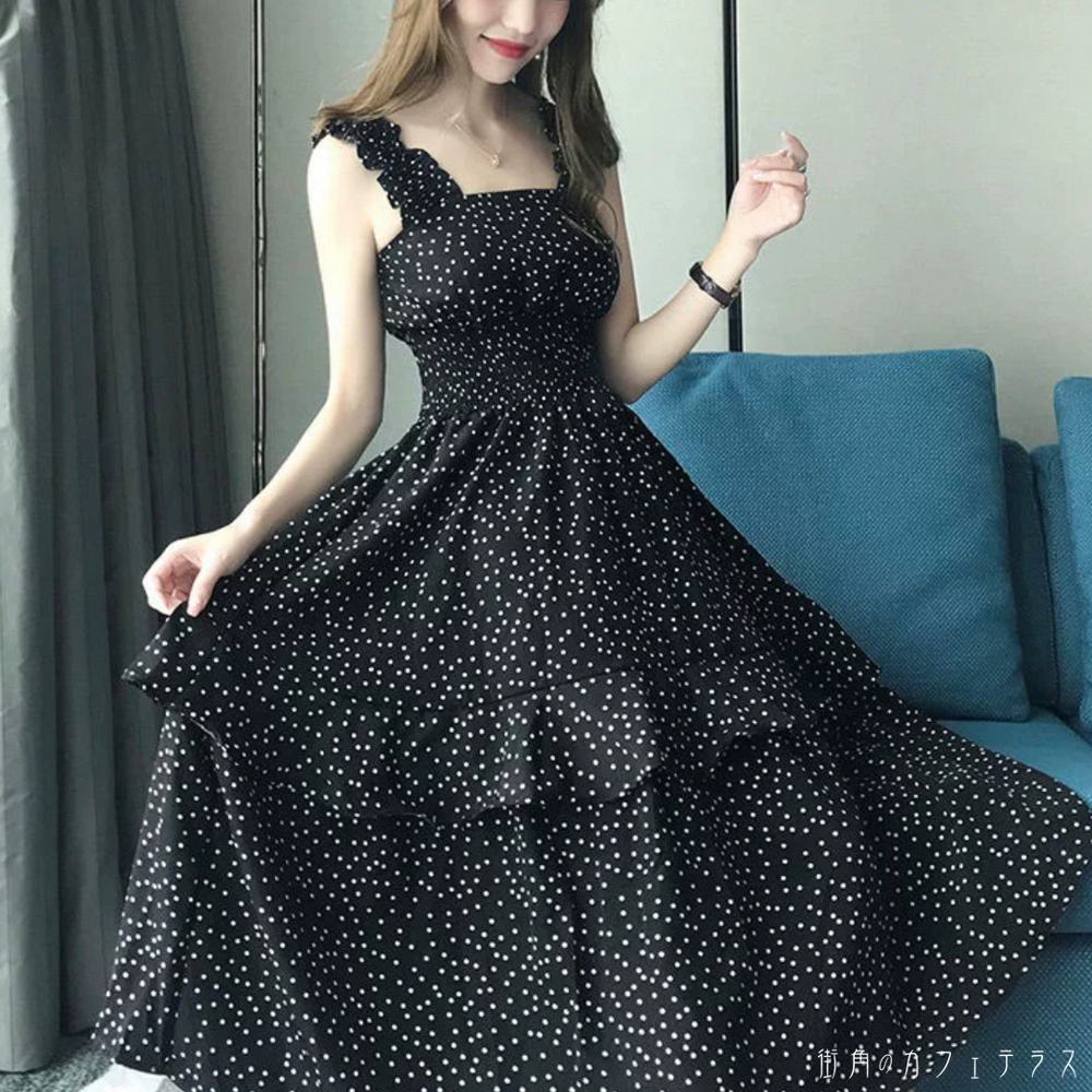 ロングワンピ 4色 ラウンドネック Aライン マキシ フレア プルオーバー 薄手生地 エレガント 可愛い 大人可愛い きれいめ シンプル カジュアル シック コンサバ 華やか 大人 上品 おしゃれ お洒落 主役級 こなれ感 フェミニン ガーリー 無地 ドット柄 夏 レディース 女性用のサムネイル