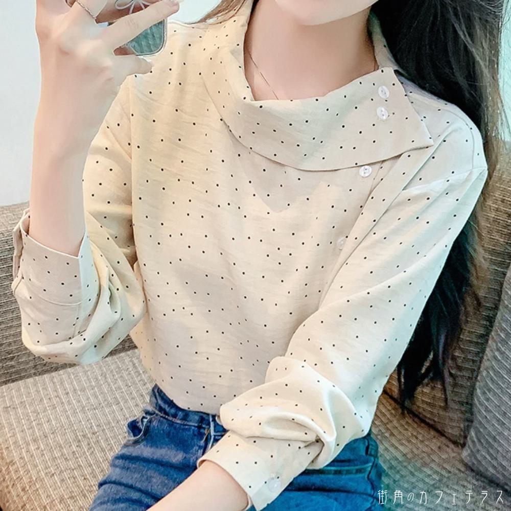 ブラウス3色トップス長袖ハイネック...