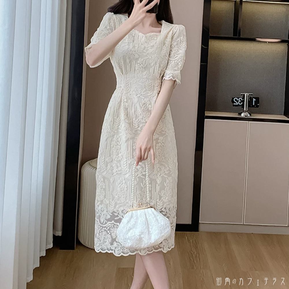 ロングドレス 衣装 シアー ミモレ Iライン プルオーバー 半袖 ラウンドネック リボン 飾り 透け感 シースルー 薄手生地 エレガント 可愛い 大人可愛い きれいめ シンプル カジュアル シック コンサバ 華やか 大人 上品 おしゃれ お洒落 こなれ感 高見え 高級感 フェミニンのサムネイル