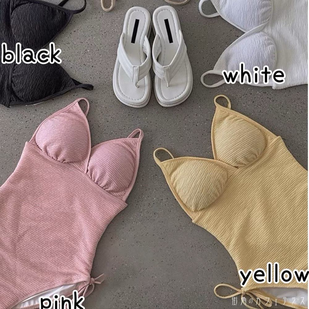 ビキニ 4色 水着 スイムウェア モノキニ Vネック リボン かわいい 大人可愛い きれいめ シンプル カジュアル ナチュラル 華やか 大人 大人っぽい おしゃれ レトロ 主役級 女っぽ フェミニン ガーリー 無地 夏 海 ビーチ プール リゾート レディース 女性用 ママ 20代 30代