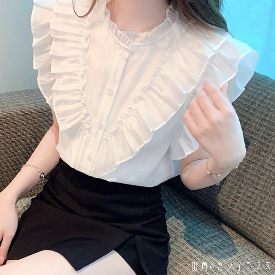 樂天商城 - ブラウス トップス 半袖 プルオーバー フリル 薄手生地 無地 かわいい 大人可愛い 大人女子 こなれ感 シンプル カジュアル 大人 上品 おしゃれ お洒落 ラフ コンサバ エレガント フェミニン ガーリー デート お出かけ お茶会 女子会 休日 授業参観 OL 通勤 夏 30代 40代