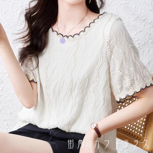 樂天商城 - Tシャツ 2色 トップス 半袖 Uネック Aライン フレア プルオーバー かわいい 大人可愛い 大人女子 こなれ感 シンプル カジュアル 大人 上品 おしゃれ お洒落 コンサバ エレガント フェミニン ガーリー シック デート お出かけ お茶会 女子会 休日 授業参観 OL 通勤 オフィス